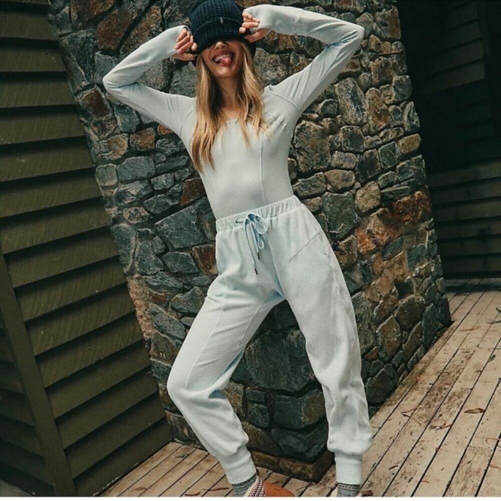 Free People Movement Make It Count Fleece Jumpsuit in Arctic Snow SZ M NWOT